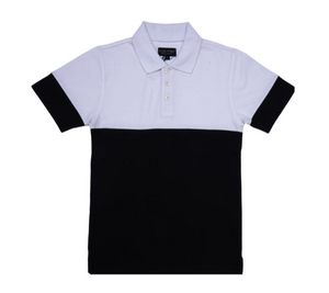 Black & White Woven Colour Block Polo