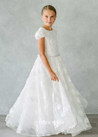 Evie-All Over Large Flower & Dot,Tulle, Lace Dress