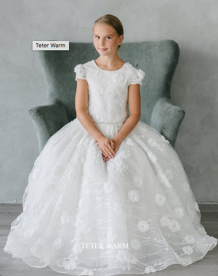 Evie-All Over Large Flower & Dot,Tulle, Lace Dress