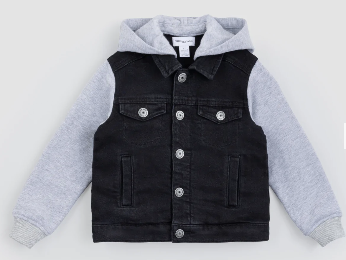 3pc Hooded Woven Jean Jacket, Tee & Jean