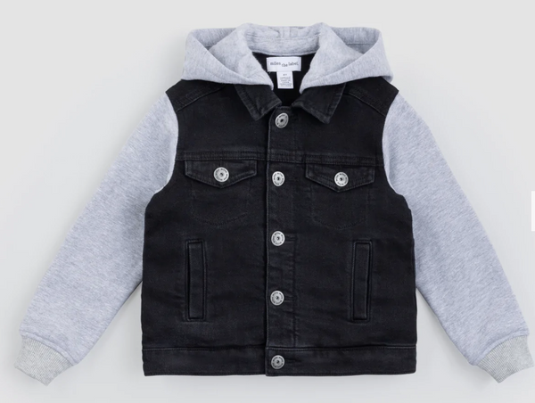3pc Hooded Woven Jean Jacket, Tee & Jean
