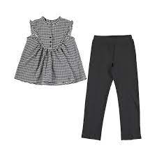 [6576] 2pc Blk&Wht Knit Pant Set