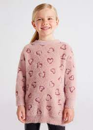 [4969+10329] 2pc Heart Sweater Dress with Knit Cable