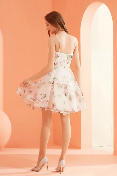 Rose Floral Chiffon Short Dress
