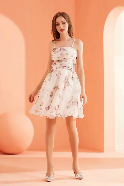 Rose Floral Chiffon Short Dress