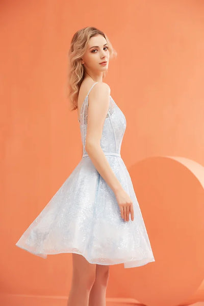 Tulle Leaf Sequence Short Party Dress